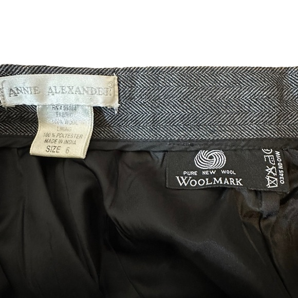 Vintage Annie Alexander Gray Tweed Wool High Waist Lined Trousers Pants, size 6 - Picture 9 of 13